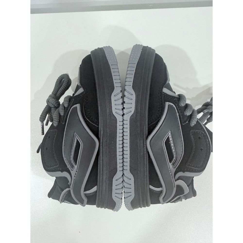 Kids Black Grey Chunky Rope Lace Skate Sneakers Low Top Size 28 Streetwear Style - Picture 4 of 6